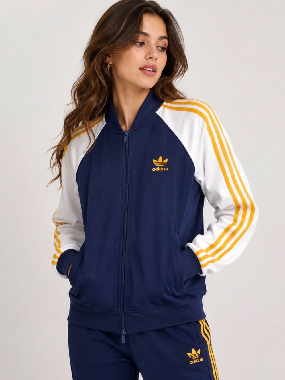 ✨Host pick✨NWOT Adidas Navy Blue and Yellow Track Jacket
